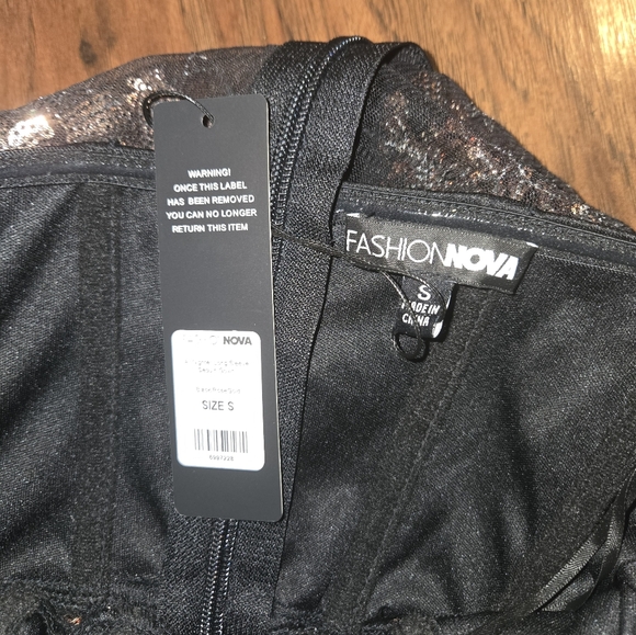 Fashion Nova All Nighter Long Sleeve Sequin Gown With High Thigh Split Small - Picture 10 of 12